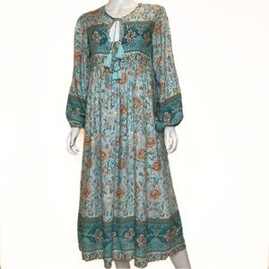 R. Vivimos Paisley Floral Tassel Dress Womens SZ S Dreamy Enchanted Boho Gypsy